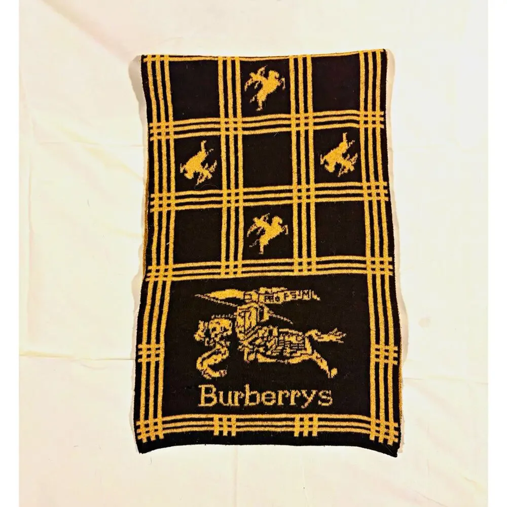 Vintage Burberry's Prorsum Equestrian Double Sided Long Scarf Reversible